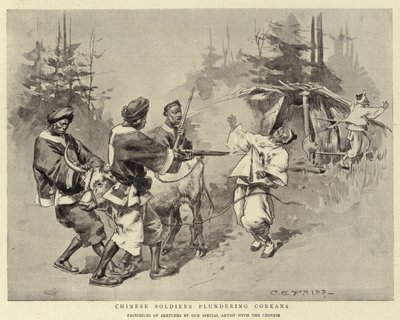 コリアンを略奪する中国の兵士 作： Charles Edwin Fripp